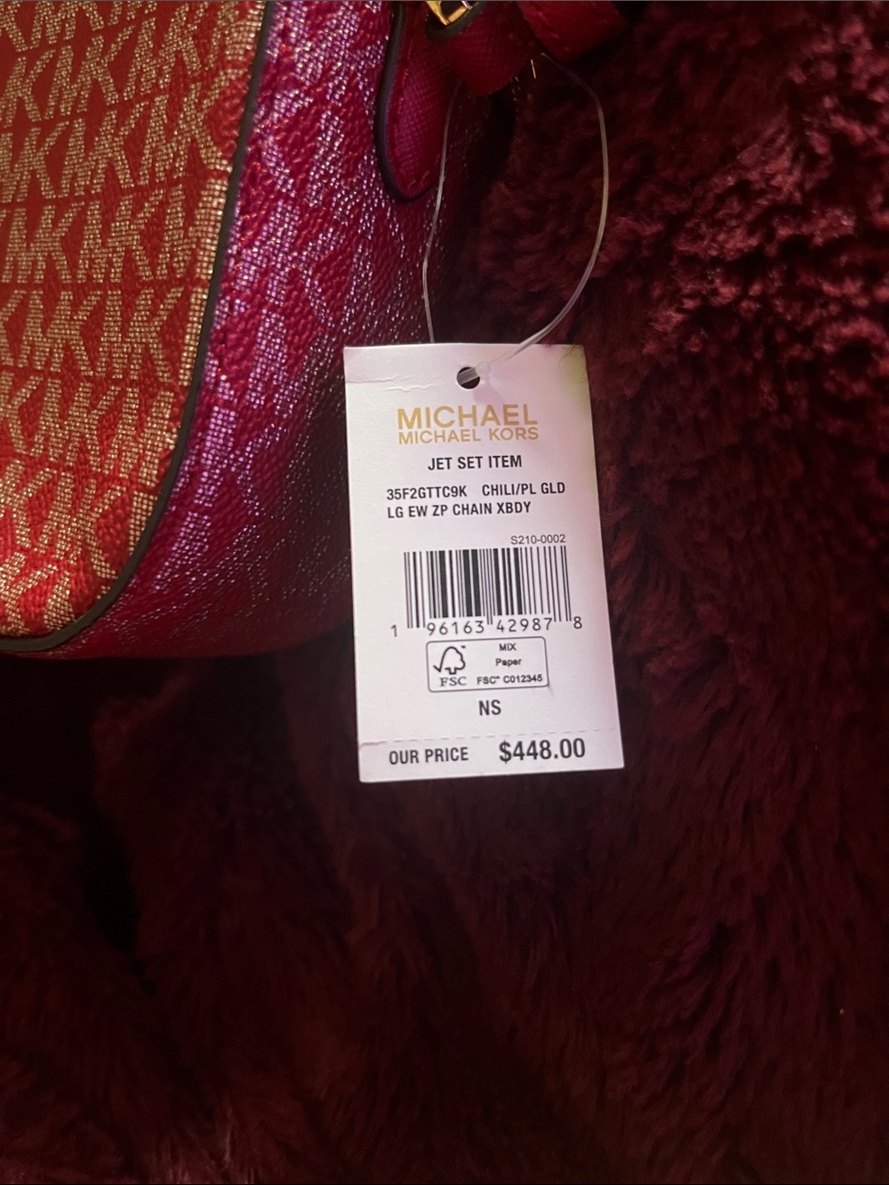 Michael Kors Red and Gold Signature MK Crossbody Bag - Picture 3 of 5